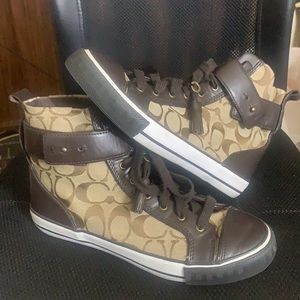 COACH SIGNATURE HI TOP SNEAKERS NEW 7.5
